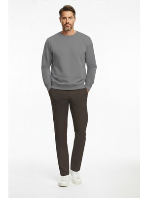 goffra Erkek Ultra Esnek Relaxed Beli Lastikli Jogger Pantolon Kahverengi M702-R0433-03