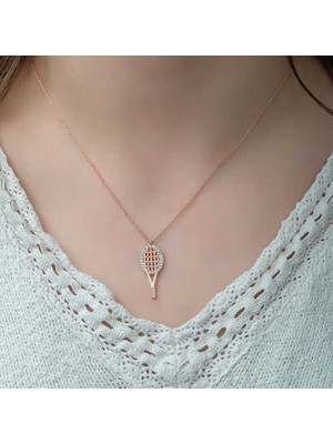 Costurera 925 Ayar Gümüş Tenis Raketi Kadın Gümüş Kolye