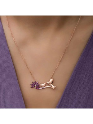 Costurera 925 Ayar ​gümüş Rose Anne ve Yavru Kuş Kadın Gümüş Kolye