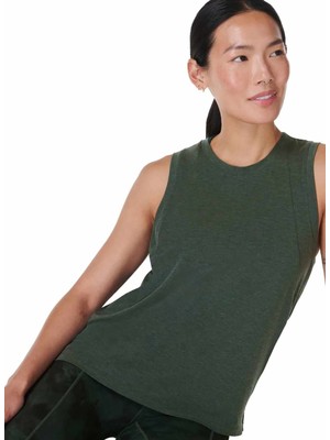 Sweaty Betty SB9666-301 Soft Flow Studıo Tank Koyu Yeşil Normal Düz Kadın Atlet