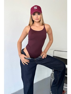 Giysa Kadın Ip Askılı Çıtçıtlı Basic Body Mürdüm - 2475