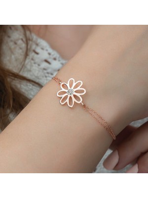 Costurera Gümüş Rose Çiçek Bileklik