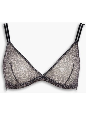 DeFacto Leopar Desenli Tül Kapsız Pedsiz Balensiz Triangle Bra G4694AX26SP