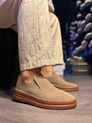 Elma Shop Bağcıksız Mevsimlik Süet Ayakkabı  Camel (Süet)