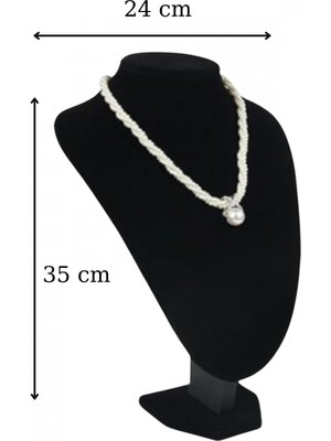 Özer Kutu Kolye & Gerdanlık Sergileme Mankeni Siyah Süet 35 cm 3.boy