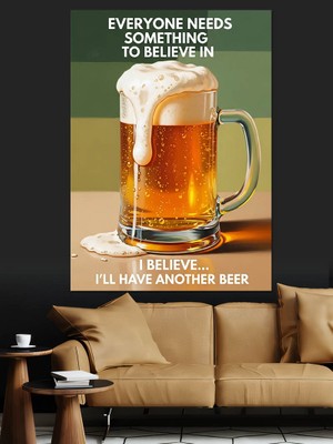 Tablomega Bira Bardağı Yazılı Poster Dekoratif Kanvas - Mdf Ahşap Tablo