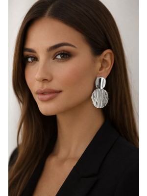 Gümüş Renk Iki Parçalı Sallantılı Vintage Küpe