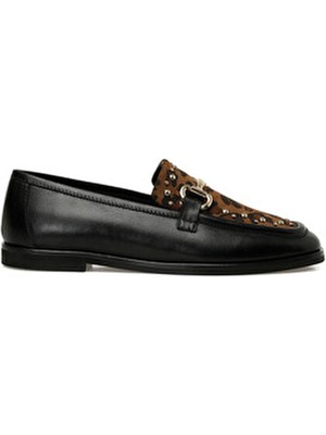 Nine West 5pr Leopar Kadın Loafer Düz Tabanlı Kısa Topuklu Kapamasız Ayakkabı