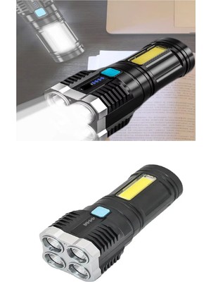 Judge 4 Fonksiyonlu Cob LED El Feneri USB Şarjlı Su Geçirmez Lamba Yürüyüş Seyahat Acil Durum Işığı