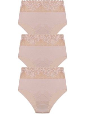 Koza İç Giyim Kadın 3'lü Yüksek Bel Dantel Detaylı Külot