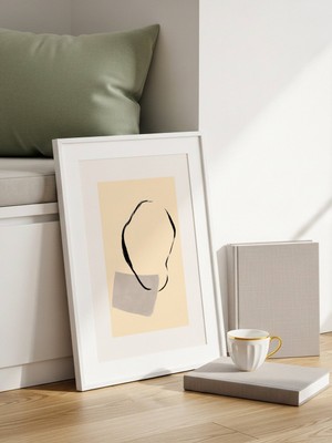 Fuart.Co Gri Dokunuş Art Bohem Dijital Baskı Poster (Çerçevesiz) ARFU