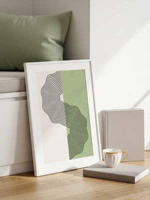 Fuart.Co Yeşil Sütun Art Bohem Dijital Baskı Poster (Çerçevesiz) ARFU