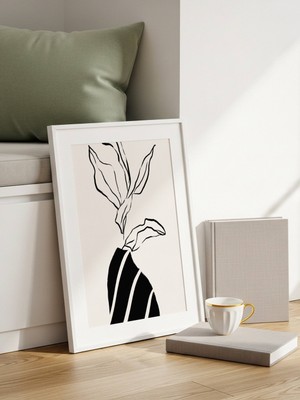 Fuart.Co Çizgili Vazo Art Bohem Dijital Baskı Poster (Çerçevesiz) ARFU