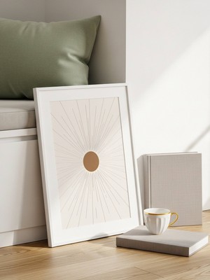 Fuart.Co Çizgisel Güneş Art Bohem Dijital Baskı Poster (Çerçevesiz) ARFU