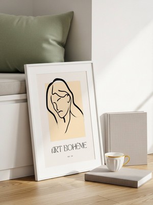 Fuart.Co Sessiz Yüz Art Bohem Dijital Baskı Poster (Çerçevesiz) ARFU