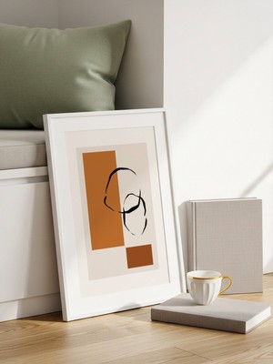 Fuart.Co Turuncu Blok Art Bohem Dijital Baskı Poster (Çerçevesiz) ARFU