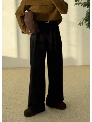 Moda Aksa 3855 Köprü Dty Kemer Pantolon Siyah