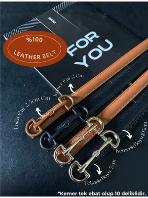 Fiori 4'lü Hakiki Bombeli Deri Uzun Tokalı Ince Kadın Kemeri, Ceket Kemeri, Gömlek Kemeri, Elbise Kemeri