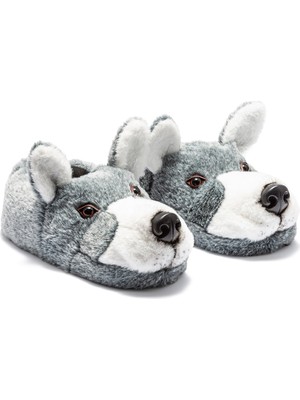 Twigy Husky Erkek Hayvanlı Panduf Gri 41/46