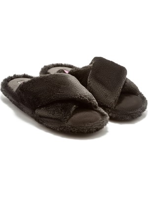 Twigy Çapraz Peluş Kadın Ev Terliği Siyah 36/41