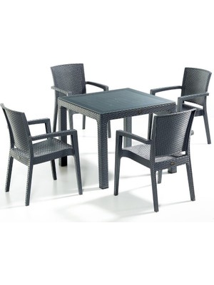 Novussi Zenit Camlı Bahçe Masa Seti Anrasit