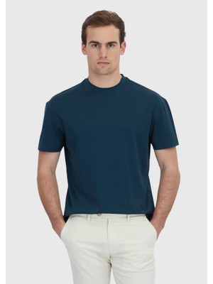 Ramsey Petrol Düz Bisiklet Yaka %100 Pamuk T-Shirt