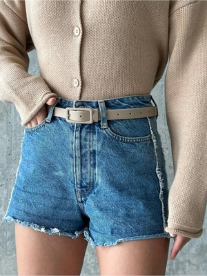 Fiori Dikdörtgen Kaplama Tokalı Ince Kadın Pantolon Kemeri, Ceket Kemeri, Gömlek Kemeri