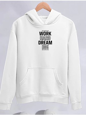 Kışlık Üç Iplik Kapşonlu Sweatshirt - Beyaz