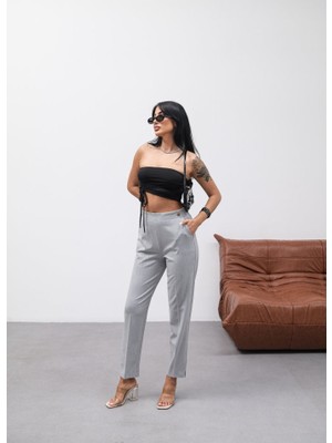 Dekorati̇f Düğmeli̇ Arka Bel Lasti̇kli̇ Pantolon