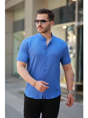 Erkek Hakim Yaka Kısa Kollu Gömlek
