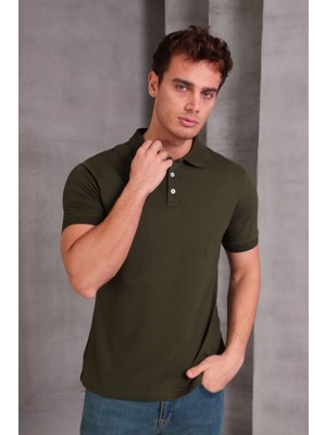 Erkek Slim Fit Pamuklu Yumuşak Doku Nefes Alan Kumaş Yakalı Tişört