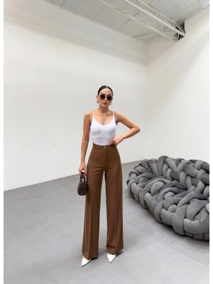 230 gr Poly Viscose Lycra Metal Düğme Palazzo Pantolon