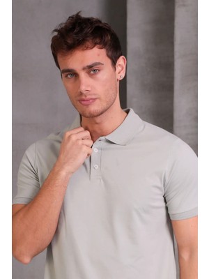 Erkek Slim Fit Pamuklu Yumuşak Doku Nefes Alan Kumaş Yakalı Tişört