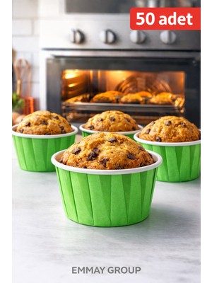 İTHAL Fırına Girebilen Muffin-Kek Kapsülü Yeşil, 50 Adet, Parti, Davet, Organizasyon, Etkinlik
