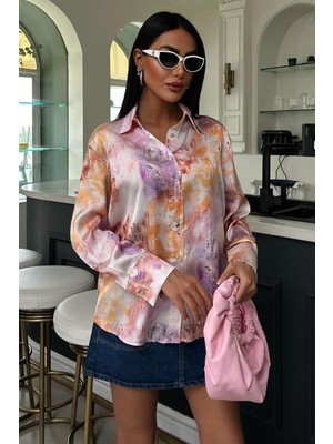 Batik Desenli Saten Gömlek 3409