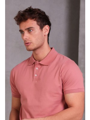 Erkek Slim Fit Pamuklu Yumuşak Doku Nefes Alan Kumaş Yakalı Tişört