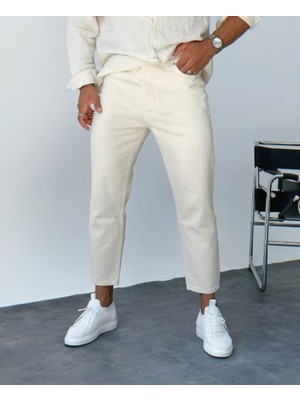 Erkek Krem Renk Mom Jean