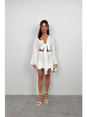 Kayık Yaka Uzun Kol Crop