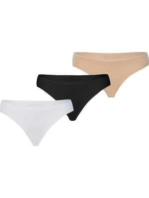 Blackspade Kadın Slip Külot 3'lü Paket Essential 1574 - Beyaz Ten Siyah