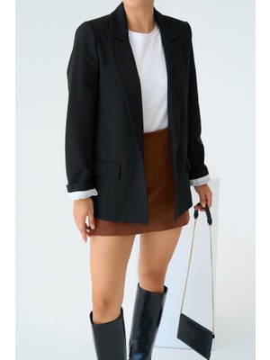 Astarı Çizgili Ceket - Siyah