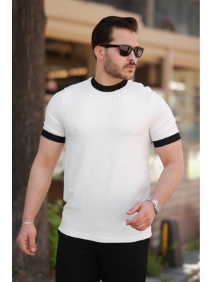 Erkek Bisiklet Yaka Örme Pamuklu Kumaş Kısa Kollu T-Shirt