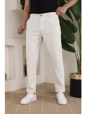 Erkek Casual Slim Fit Cord Desenli Kumaş Pantolon
