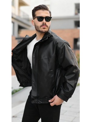 Erkek Içi Astarlı Oversize Deri Ceket