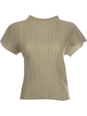 Ekol Akordiyon Kumaş Dik Yaka Bluz 25YEKL03908