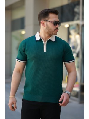 Erkek Renkli Yaka Kısa Kollu Tişört