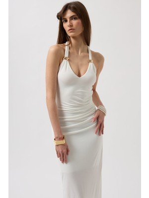 Aksesuar Detay Maxi Elbise