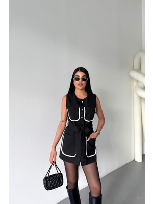 Büyük Cep Biye Detaylıyelek - Siyah