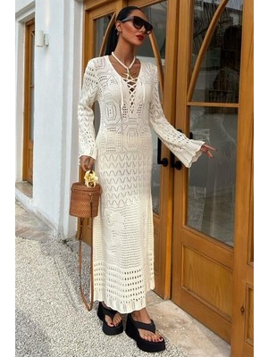 Birit Detaylı Ajurlu Elbise 2838