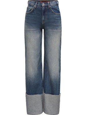 Only Onlbakerloo Hw Wıde Fold-Up Red Dnm Dot Kadın Mavi Jean - 15360793