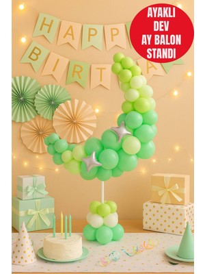 Toyfest Ay Şekilli Parti Balon Dekoru – Doğum Günü Masa Üstü Süsleme Seti Pastel Renkli 3D Stand
